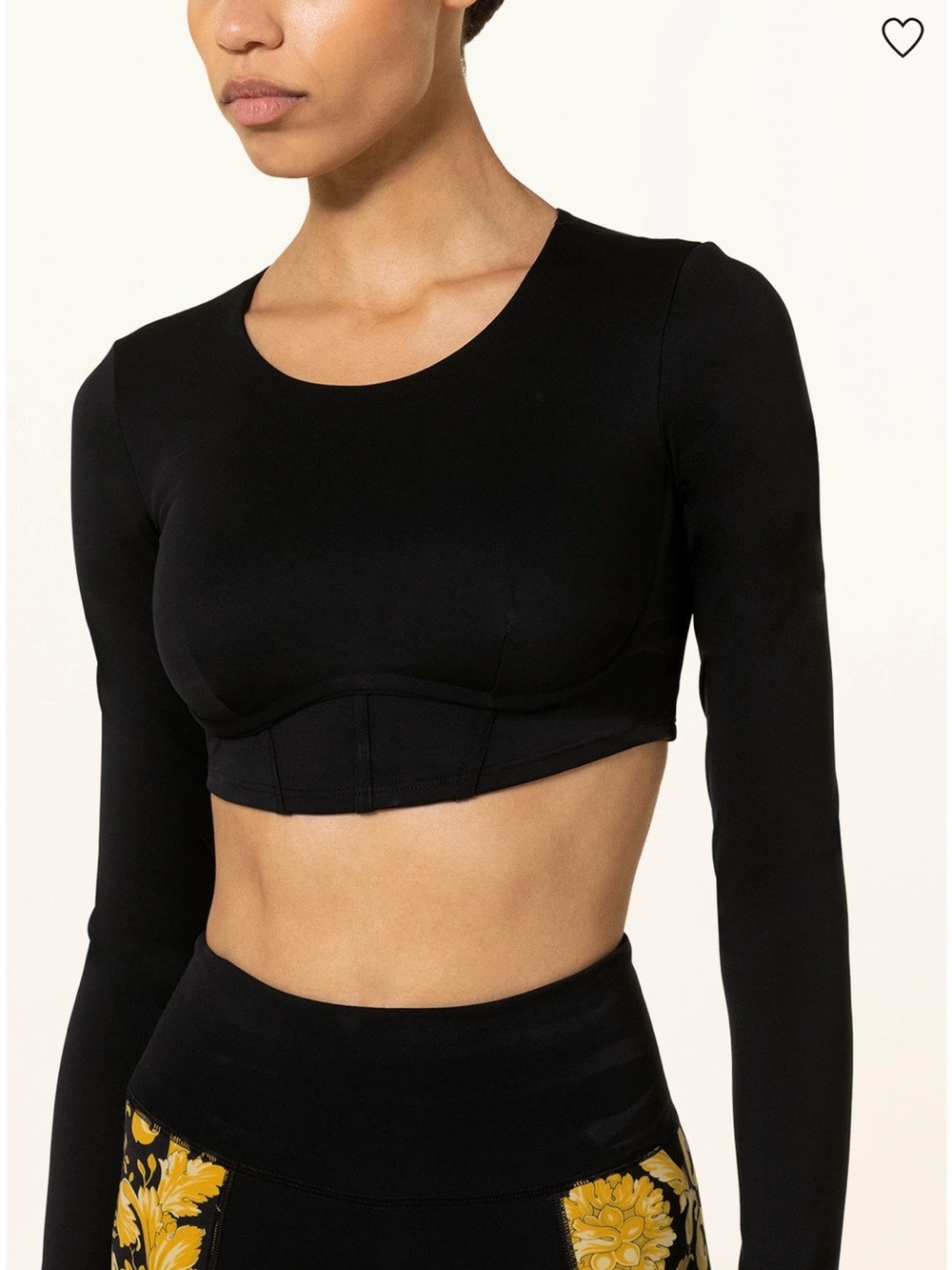 Versace Black Long-Sleeve Crop Top